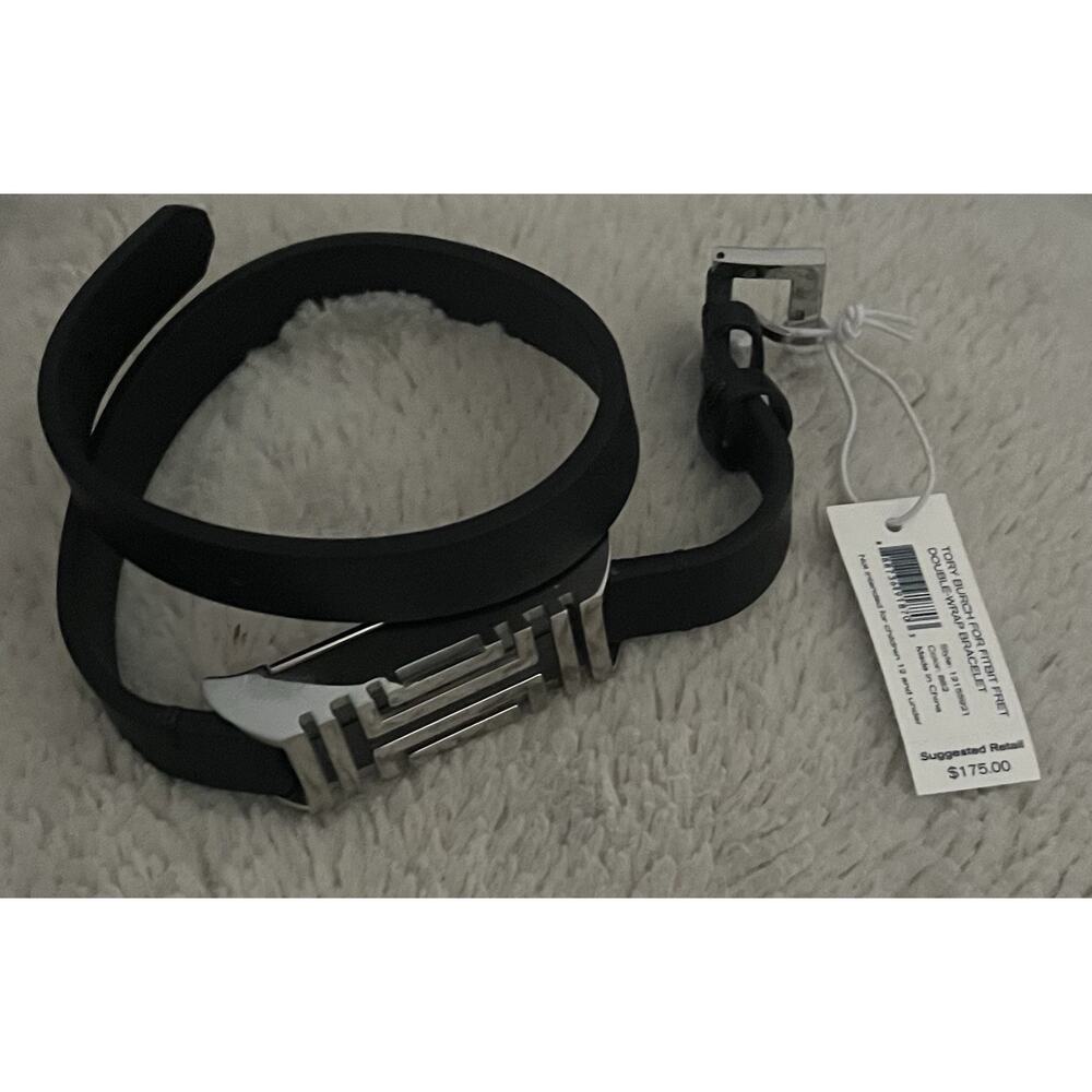NWT Tory Burch X Fitbit Flex Black & Silver Double-Wrap BRACELET W/ Dust Bag